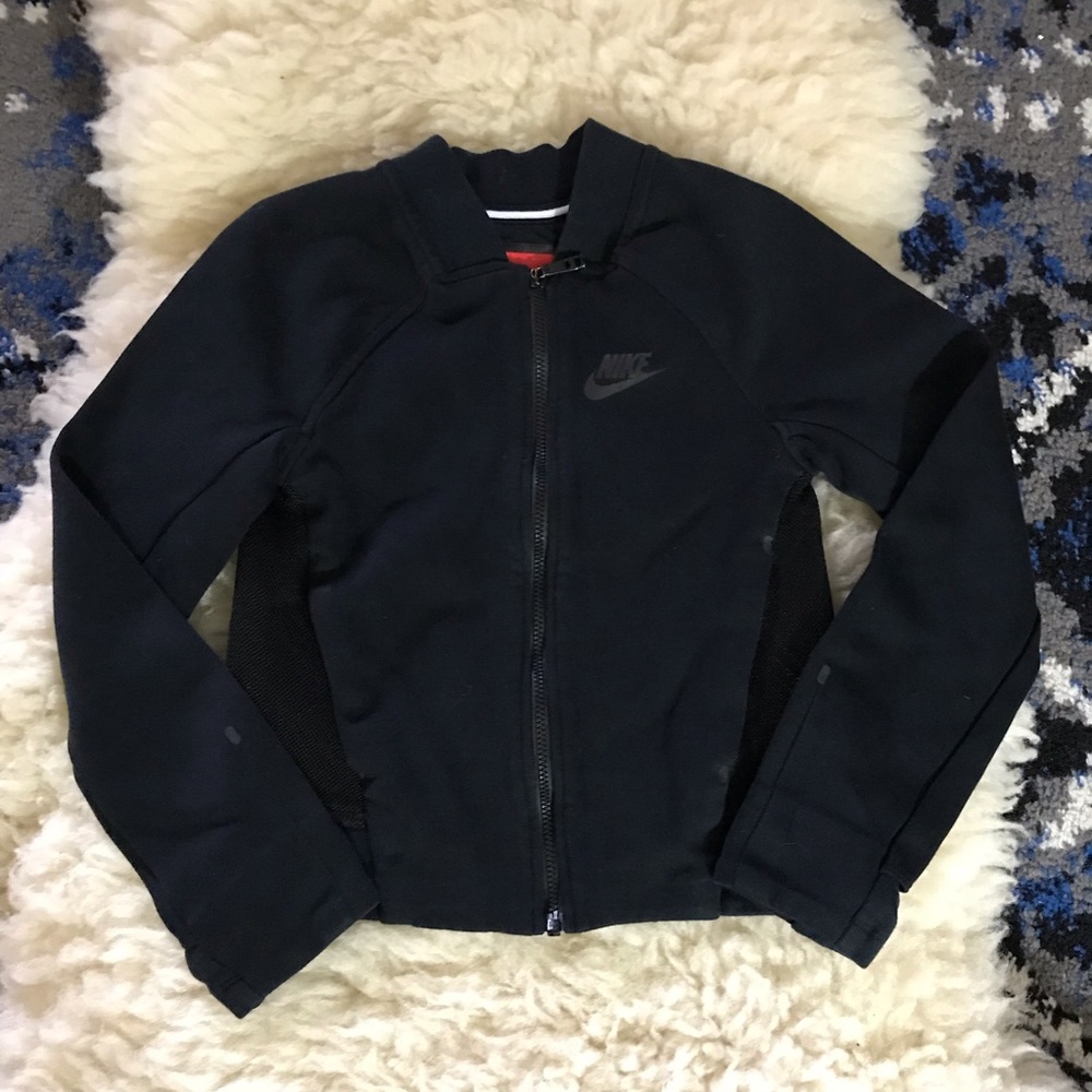 Nike Girls Small Zip Up Mesh Back Jacket Black 8